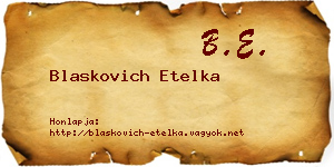 Blaskovich Etelka névjegykártya